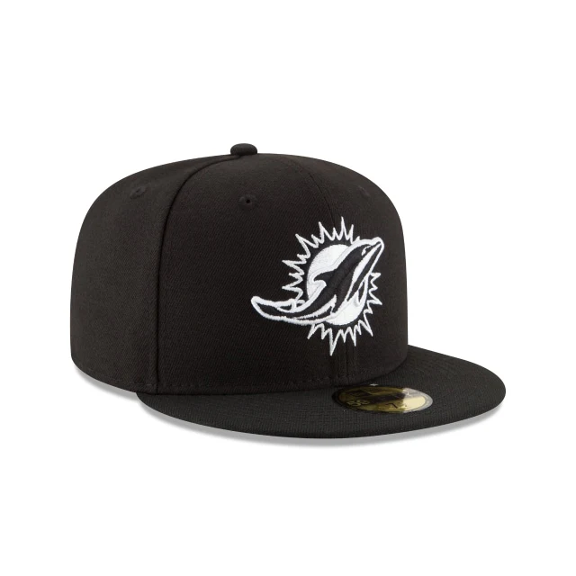 Miami Dolphins Black & White 59FIFTY Fitted Hat