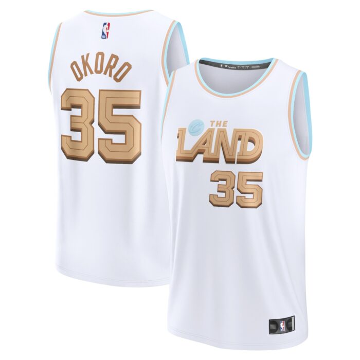 Men’s Cleveland Cavaliers Isaac Okoro Fanatics White Fastbreak Jersey – City Edition