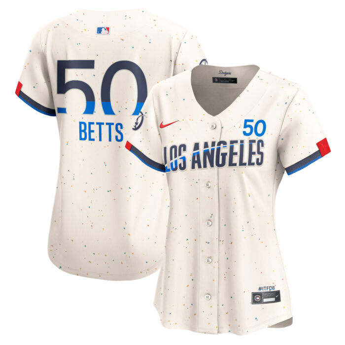 Women’s Los Angeles Dodgers Mookie Betts Nike Cream 2024 City Connect Limited Player Jersey