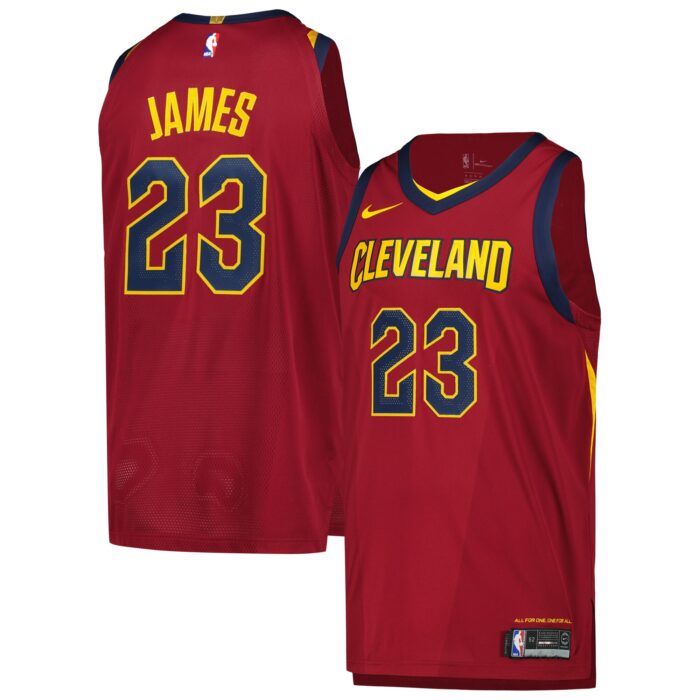 Men’s Cleveland Cavaliers LeBron James Nike Wine Authentic Player Jersey – Icon Edition