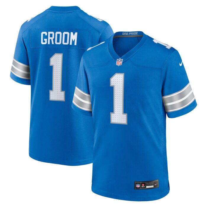 Men’s Detroit Lions Number 1 Groom Nike Blue Game Jersey