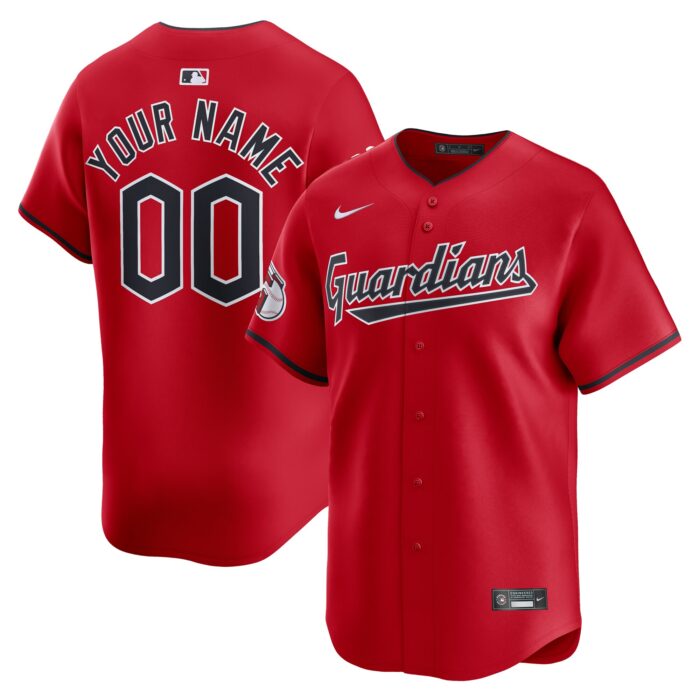 Men’s Cleveland Guardians  Nike Red  Alternate Limited Custom Jersey