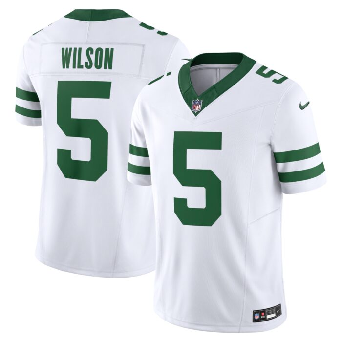 Men’s New York Jets Garrett Wilson Nike Legacy White Vapor F.U.S.E. Limited Jersey
