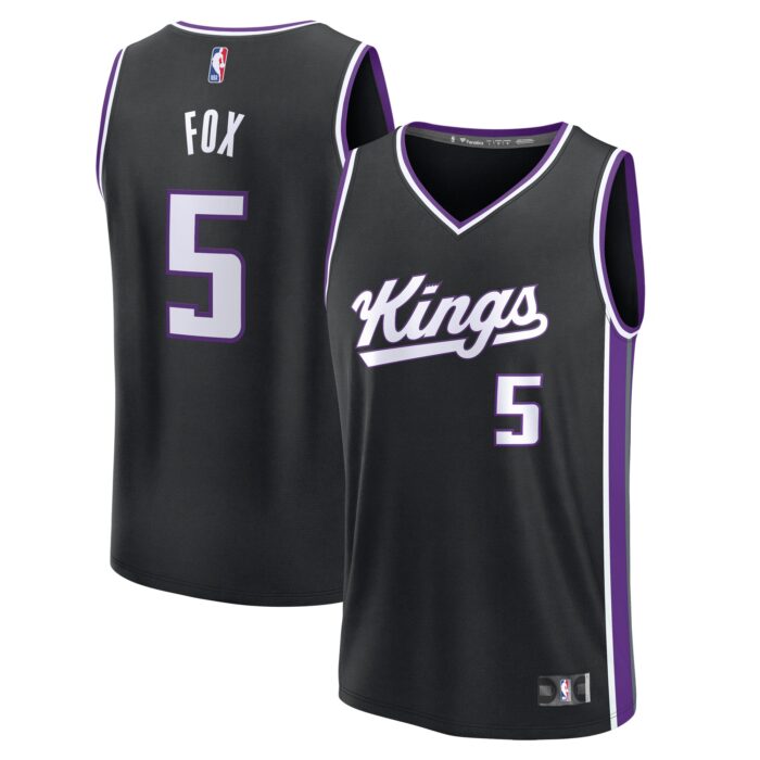 Youth Sacramento Kings De’Aaron Fox Fanatics Black Fast Break Replica Player Jersey – Icon Edition