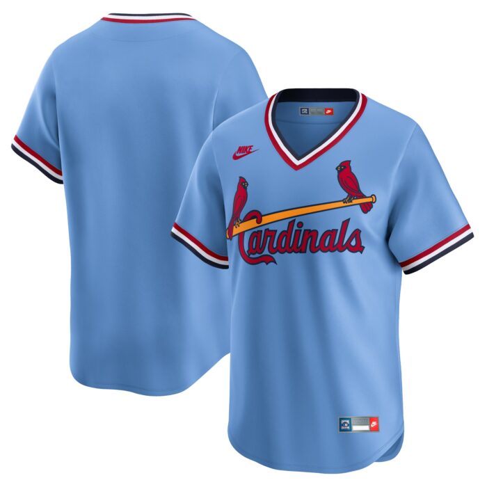Men’s St. Louis Cardinals Nike Light Blue Cooperstown Collection Limited Jersey