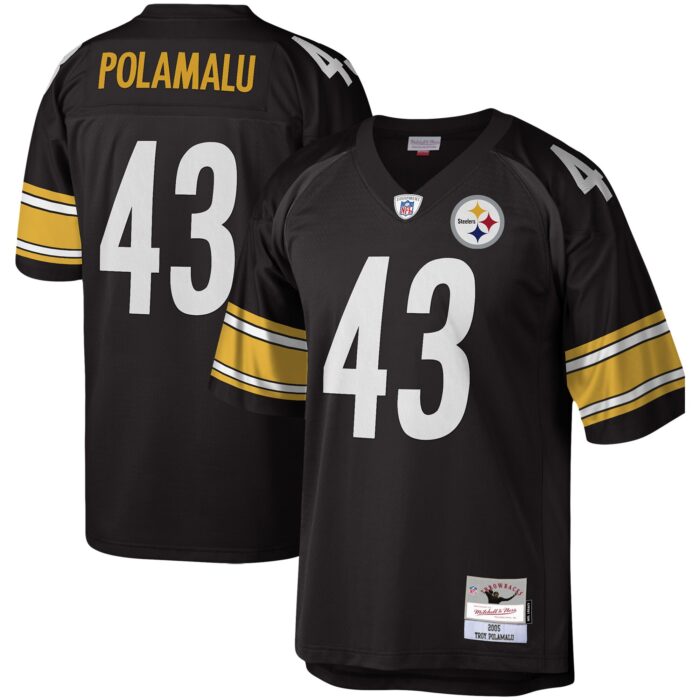 Men’s Pittsburgh Steelers Troy Polamalu Mitchell & Ness Black Legacy Replica Jersey