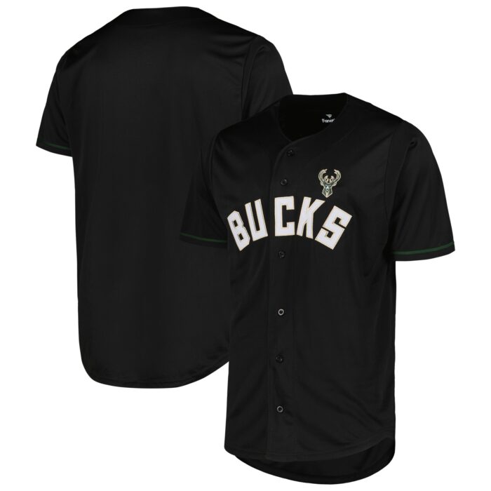 Men’s Milwaukee Bucks Fanatics Black Pop Baseball Jersey