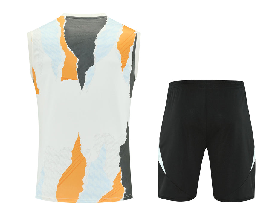Kit Tank Top + Shorts Real Madrid White/Black/Orange Training 25/26