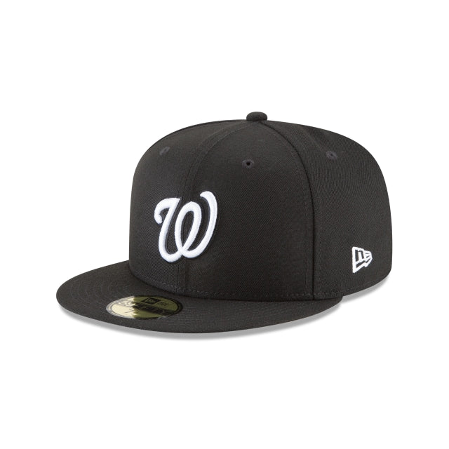 Washington Nationals Black and White Basic 59FIFTY Fitted Hat