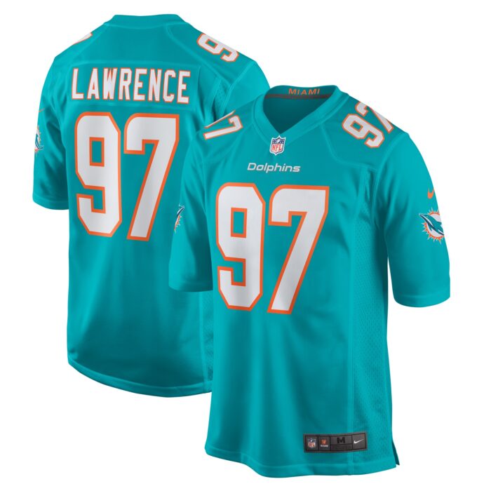 Men’s Miami Dolphins Rashard Lawrence Nike Aqua Team Game Jersey