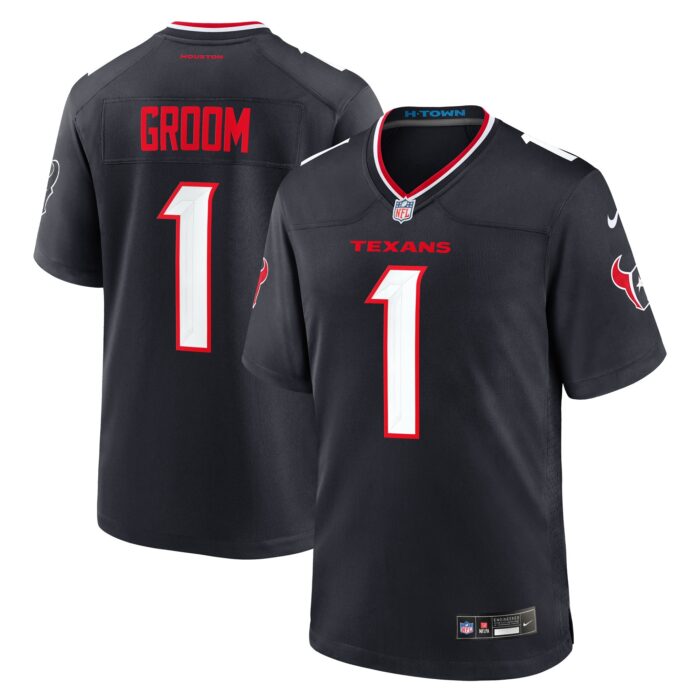 Men’s Houston Texans Number 1 Groom Nike Navy Game Jersey