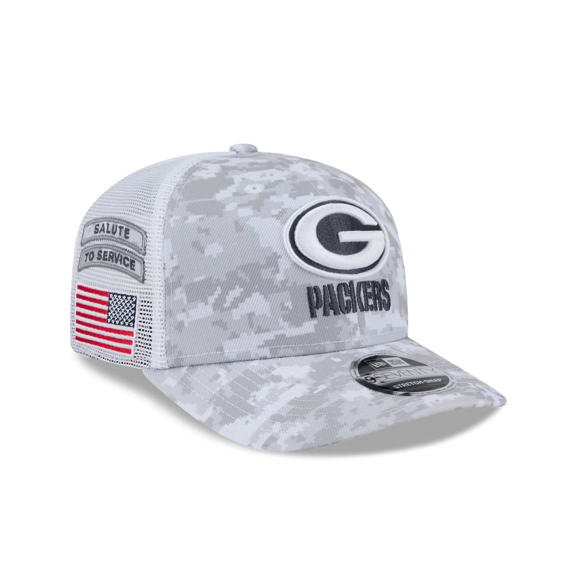 Green Bay Packers 2024 Salute to Service 9SEVENTY Trucker Hat