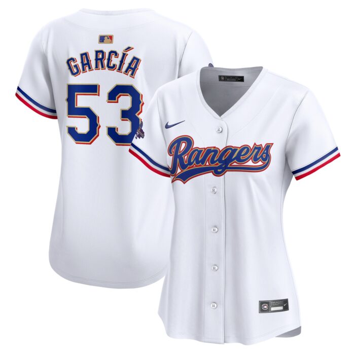Women’s Texas Rangers Adolis Garcia Nike White 2024 Gold Collection Limited Player Jersey