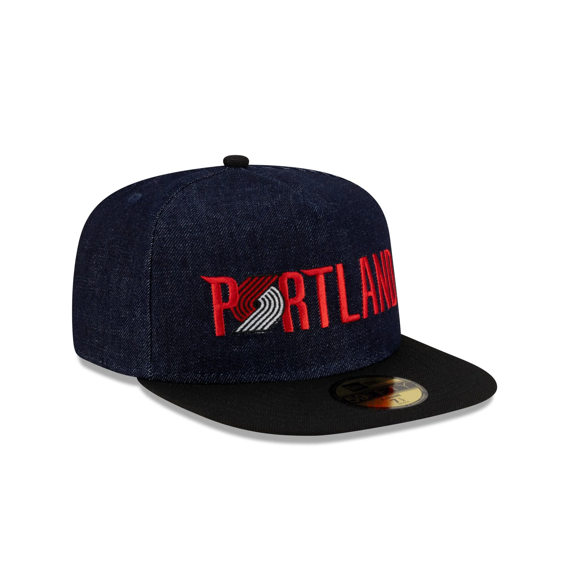 Portland Trail Blazers Navy Denim 59FIFTY A-Frame Fitted Hat