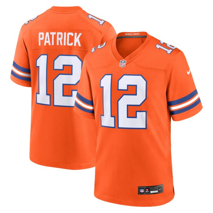 Men’s Denver Broncos Tim Patrick Nike Orange Mile High Collection 1977 Throwback Player Game Jersey