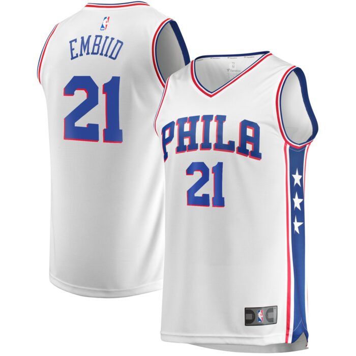 Men’s Philadelphia 76ers Joel Embiid Fanatics White Replica Jersey – Association Edition