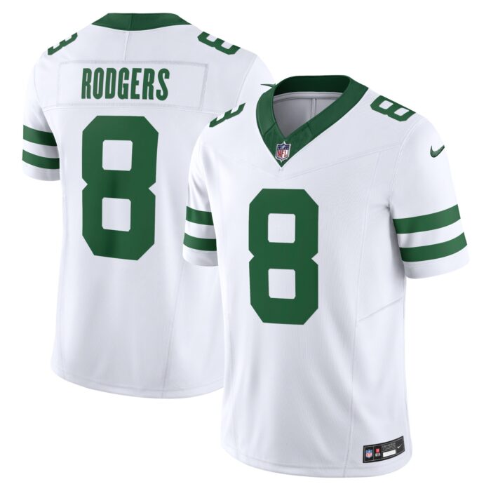 Men’s New York Jets Aaron Rodgers Nike Legacy White Vapor F.U.S.E. Limited Jersey