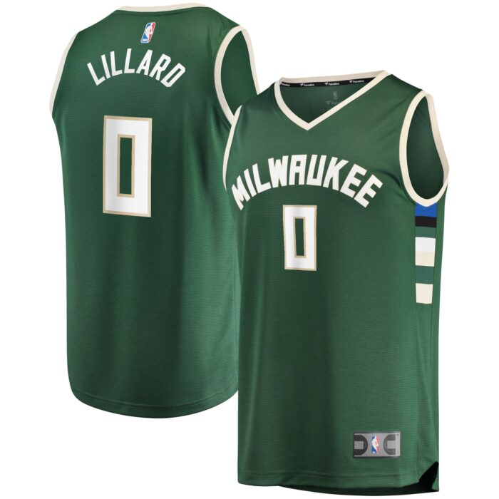 Youth Milwaukee Bucks Damian Lillard Fanatics Hunter Green Fast Break Player Jersey – Icon Edition