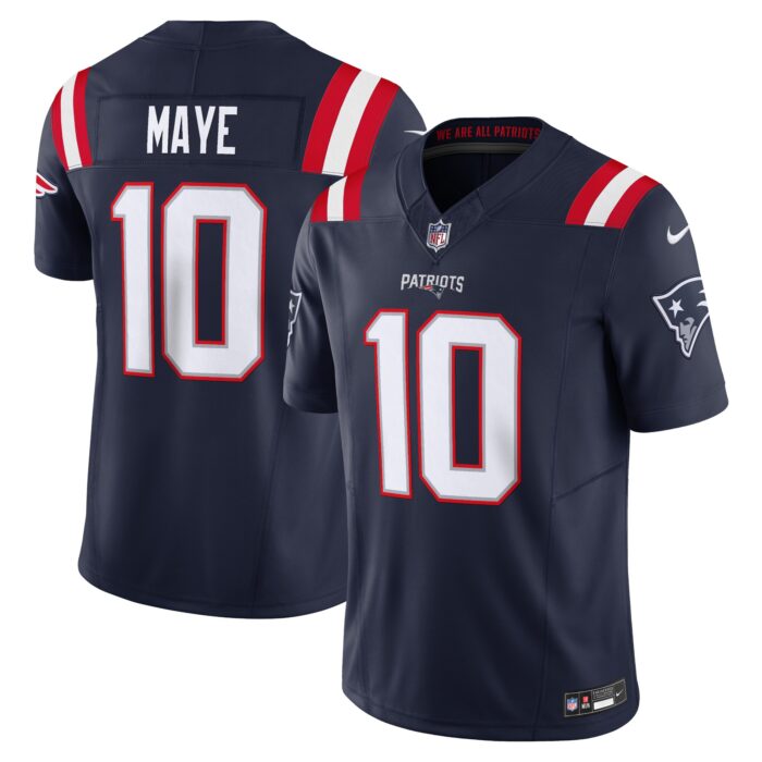 Men’s New England Patriots Drake Maye Nike Navy Vapor F.U.S.E. Limited Jersey