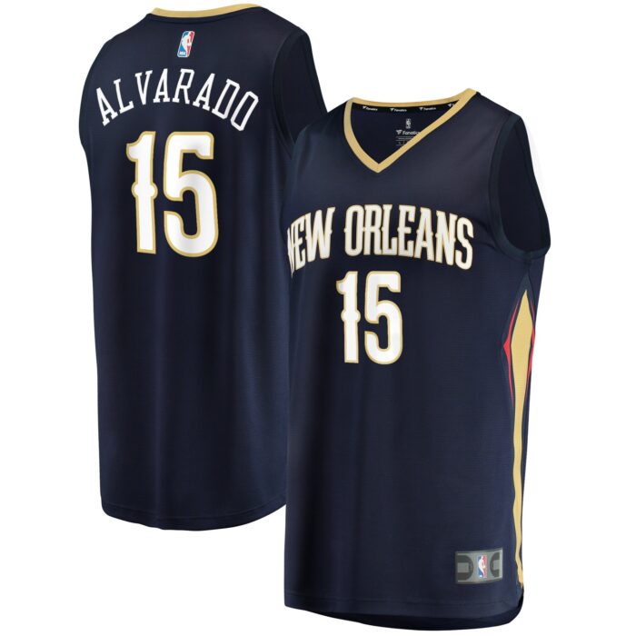 Men’s New Orleans Pelicans Jose Alvarado Fanatics Navy Fast Break Replica Jersey – Icon Edition