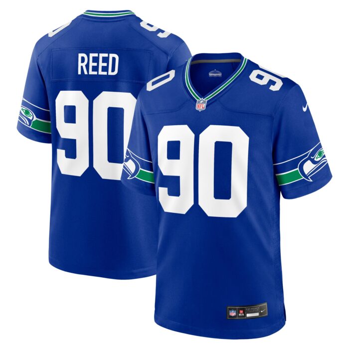 Men’s Seattle Seahawks Jarran Reed Nike Royal Throwback Player Game Jersey