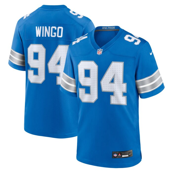 Men’s Detroit Lions Mekhi Wingo Nike Blue Team Game Jersey