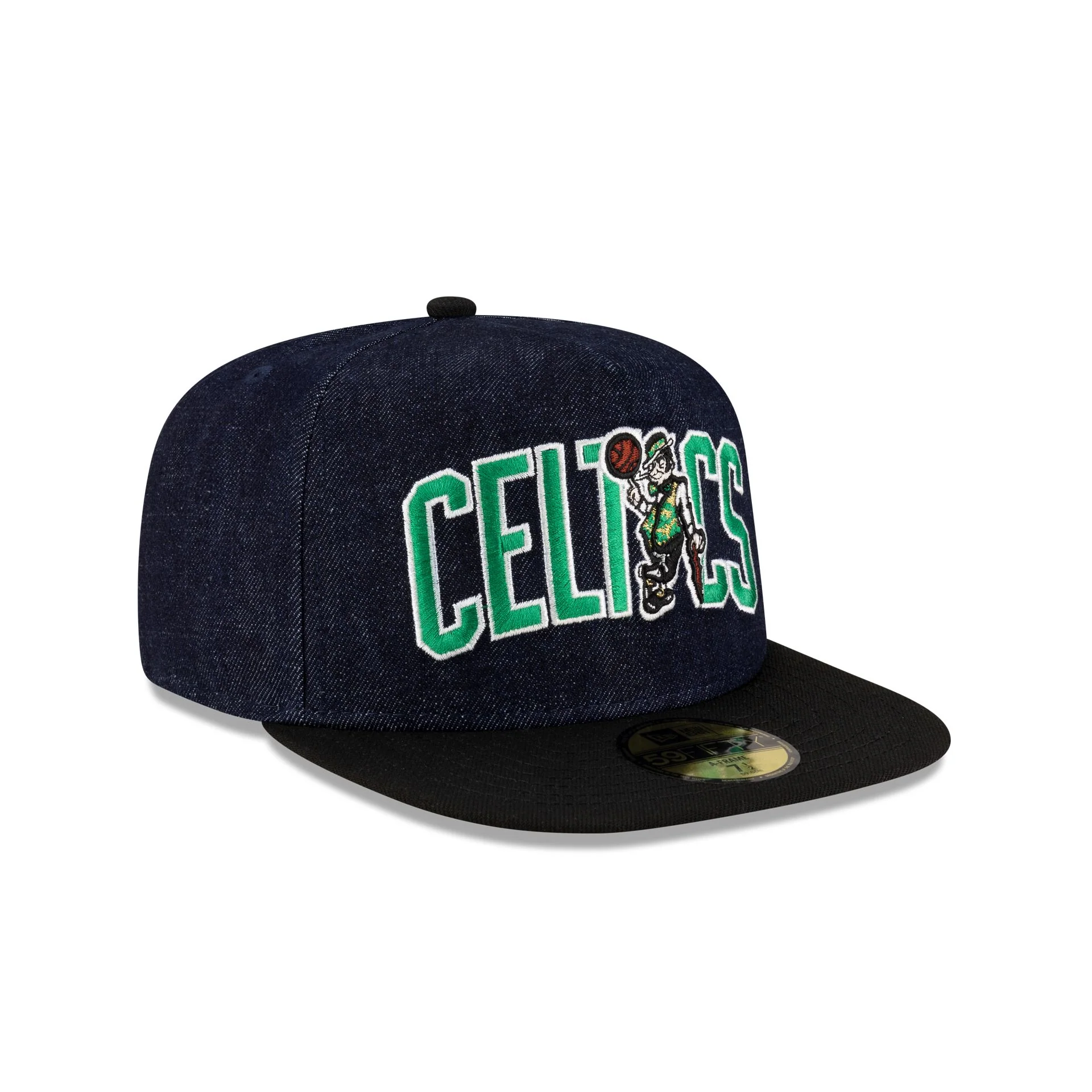 Boston Celtics Navy Denim 59FIFTY A-Frame Fitted Hat