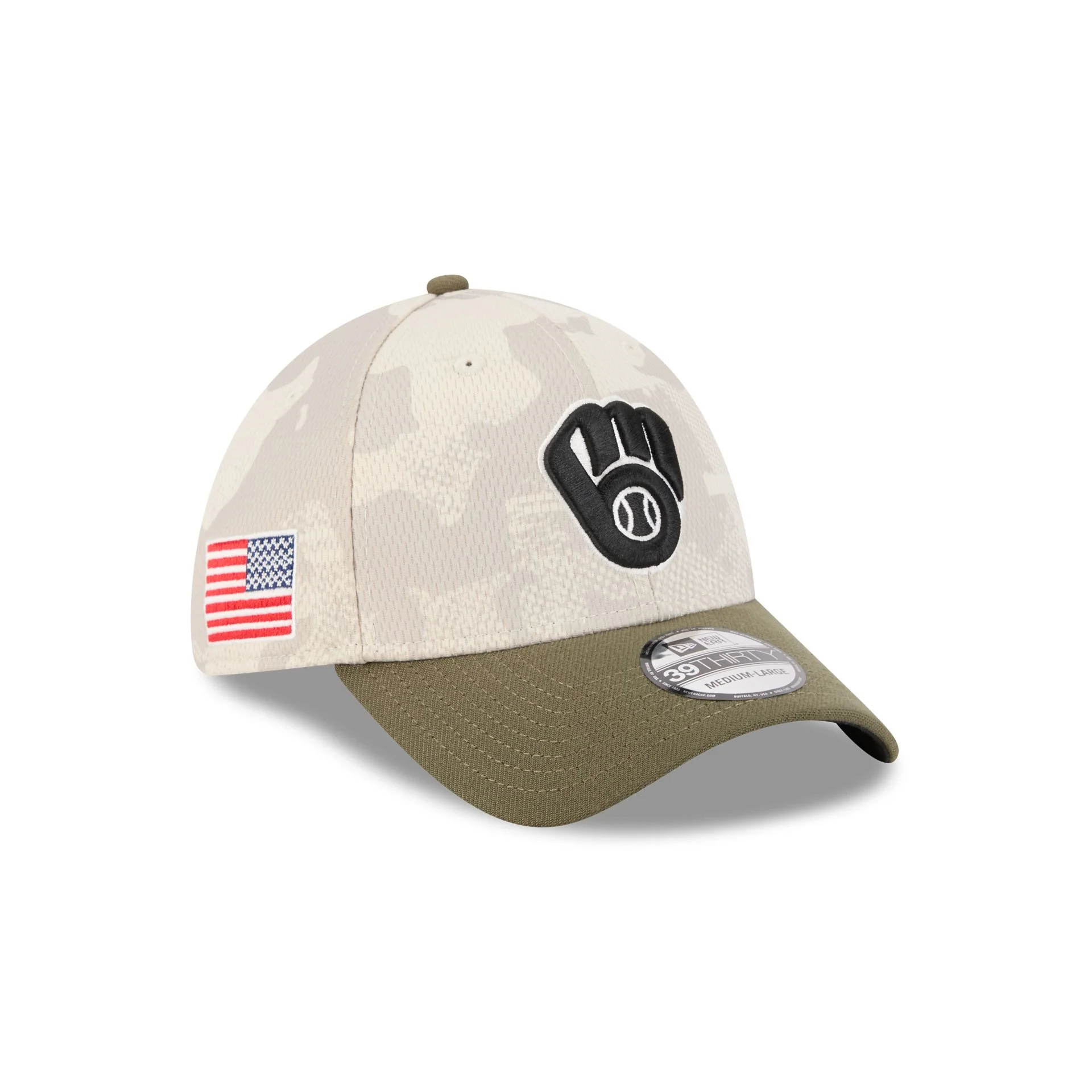 Milwaukee Brewers Armed Forces Day 2025 39THIRTY Stretch Fit Hat