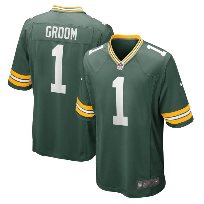 Men’s Green Bay Packers Number 1 Groom Nike Green Game Jersey