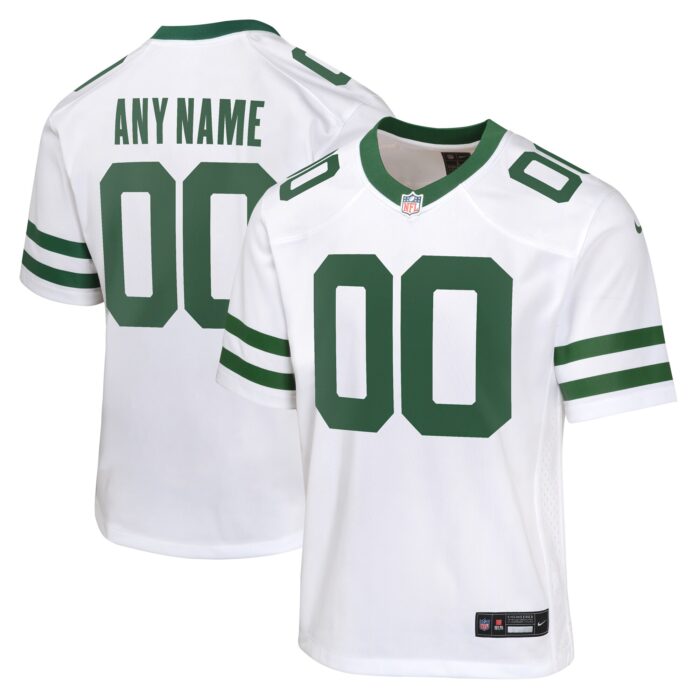 Youth New York Jets Nike Legacy White Custom Game Jersey