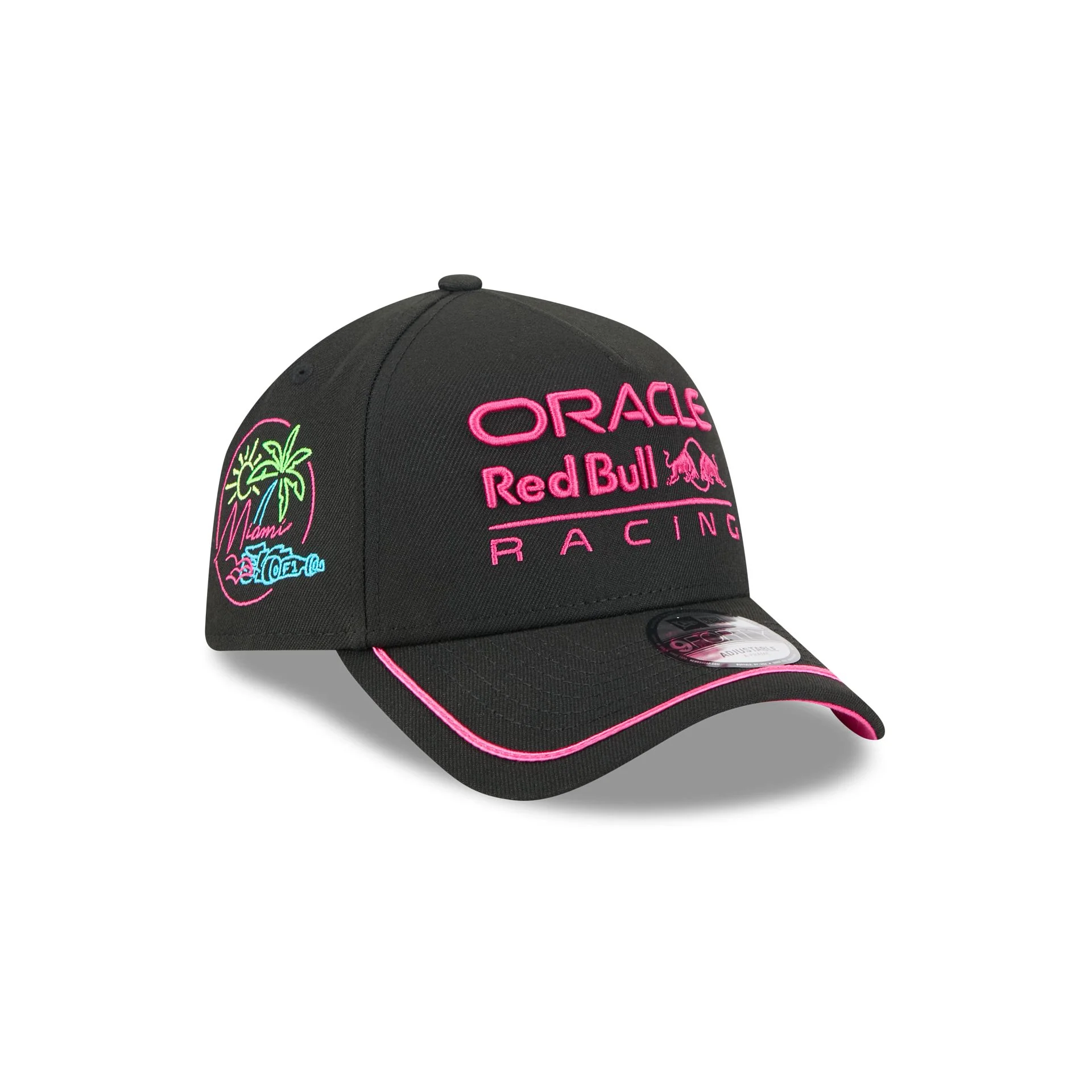 2025 Miami Race Oracle Red Bull Racing Black 9FORTY A-Frame Snapback Hat
