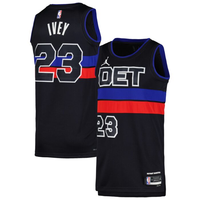 Unisex Detroit Pistons Jaden Ivey Jordan Brand Black Swingman Jersey – Statement Edition