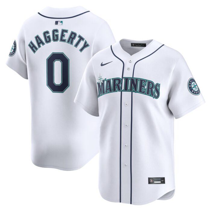 Men’s Seattle Mariners Sam Haggerty Nike White Home Limited Player Jersey