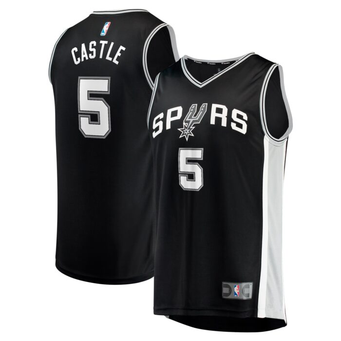 Men’s San Antonio Spurs Stephon Castle Fanatics Black 2024 NBA Draft Fast Break Player Jersey – Icon Edition