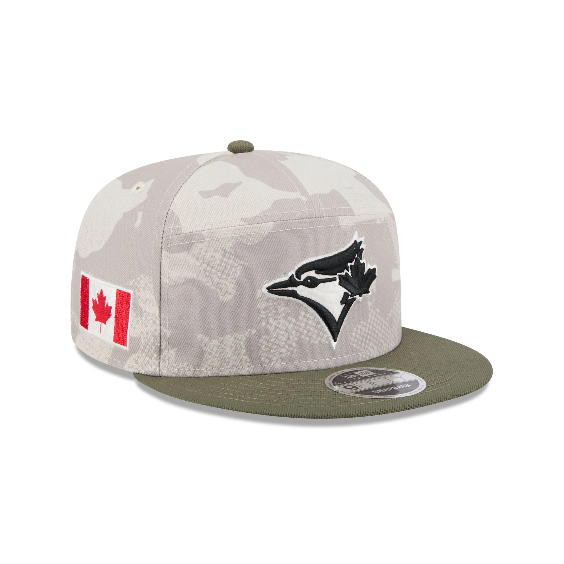 Toronto Blue Jays Armed Forces Day 2025 Split Panel 9FIFTY Snapback Hat