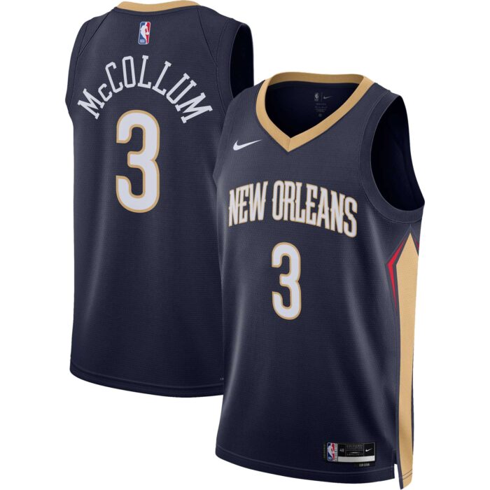 Unisex New Orleans Pelicans C.J. McCollum Nike Navy Swingman Jersey – Icon Edition