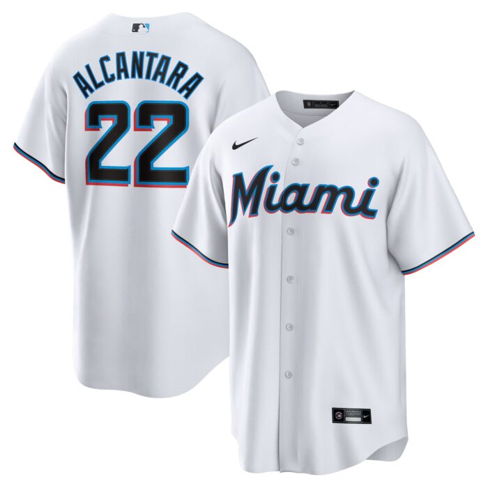 Men’s Miami Marlins Sandy Alcantara Nike White Replica Player Jersey
