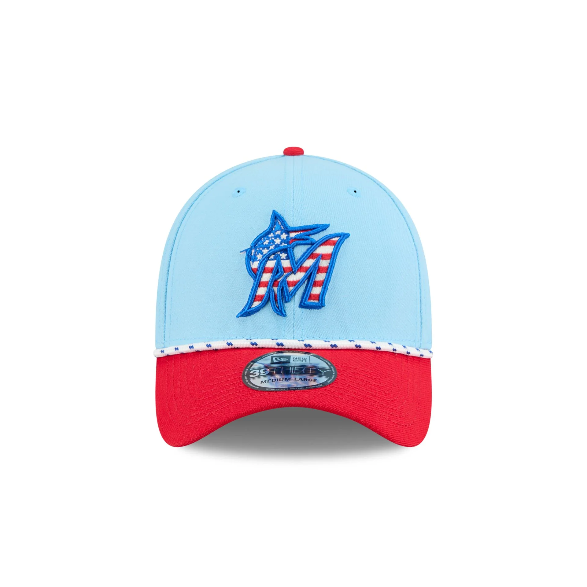 Miami Marlins Independence Day 2025 39THIRTY Stretch Fit Hat