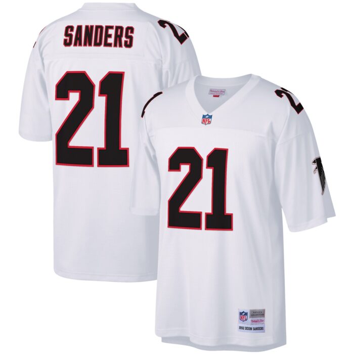 Men’s Atlanta Falcons Deion Sanders Mitchell & Ness White Legacy Replica Jersey
