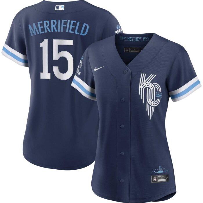 Women’s Kansas City Royals Whit Merrifield Nike Navy City Connect Replica Player Jersey