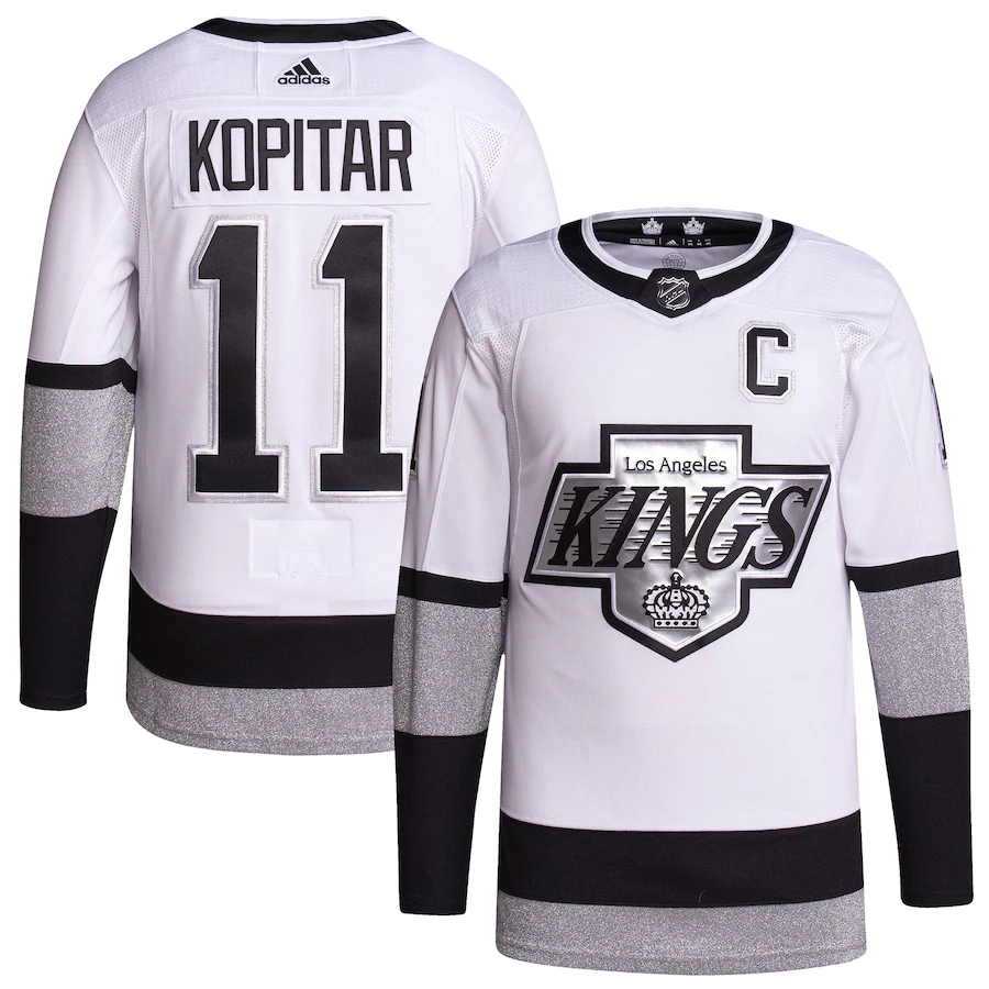 Men's Los Angeles Kings 11 Anze Kopitar adidas White Alternate Primegreen Authentic Pro Player Jersey