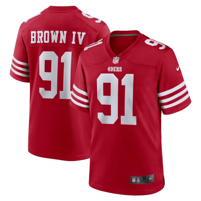 Men’s San Francisco 49ers Earnest Brown IV Nike Scarlet Team Game Jersey
