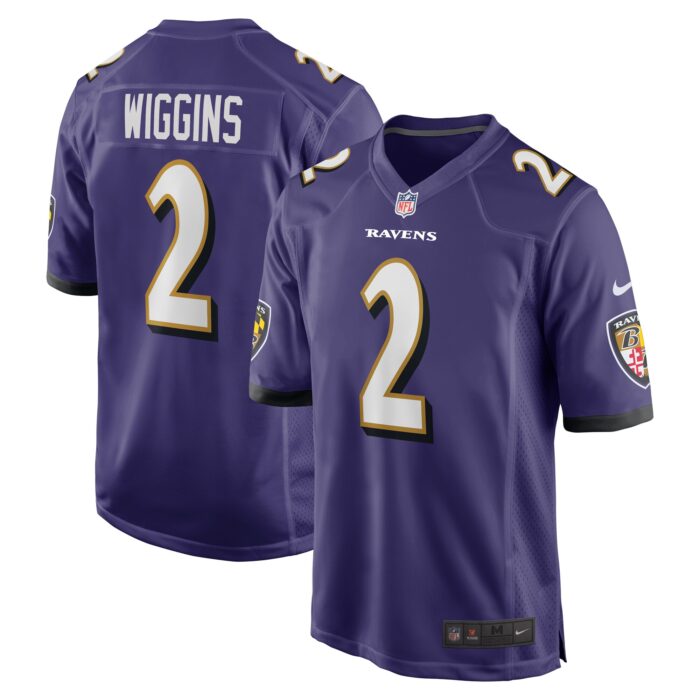 Men’s Baltimore Ravens Nate Wiggins Nike Purple 2024 NFL Draft First Round Pick Player Game Jersey