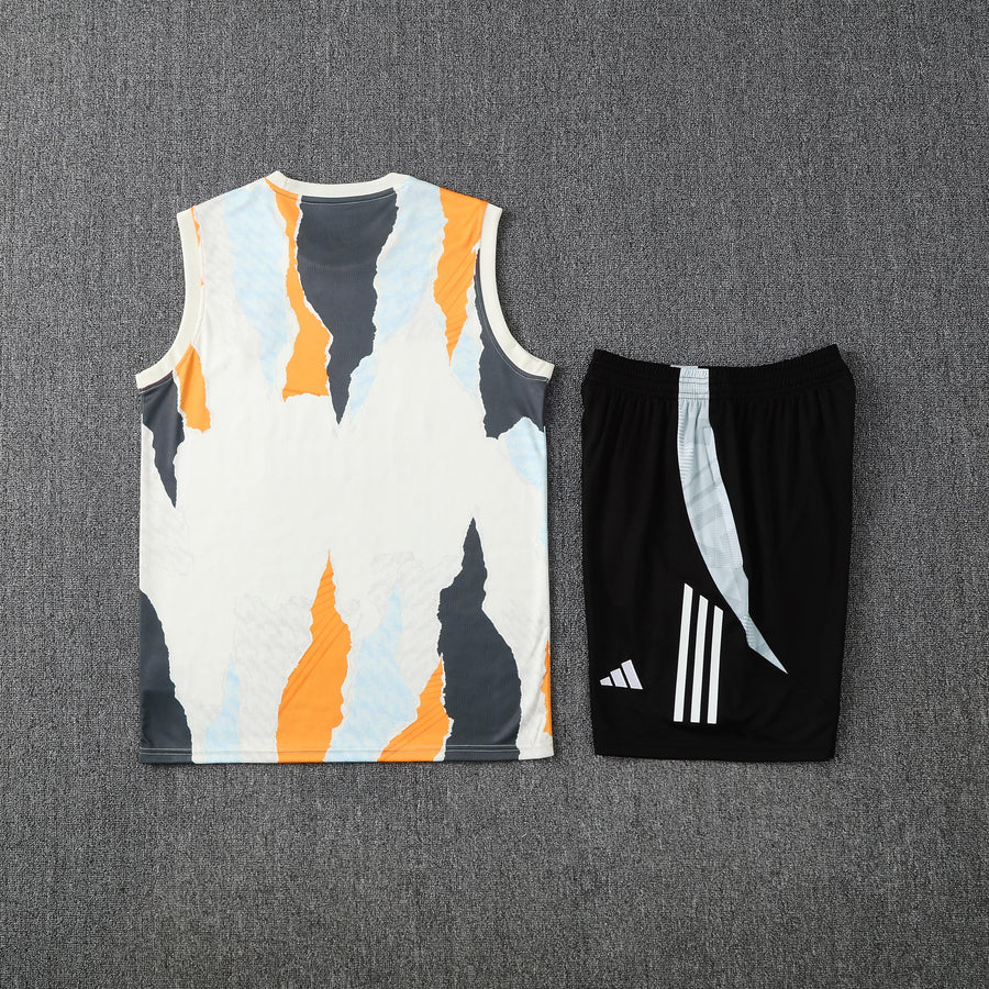 Kit Tank Top + Shorts Real Madrid White/Black/Orange Training 25/26