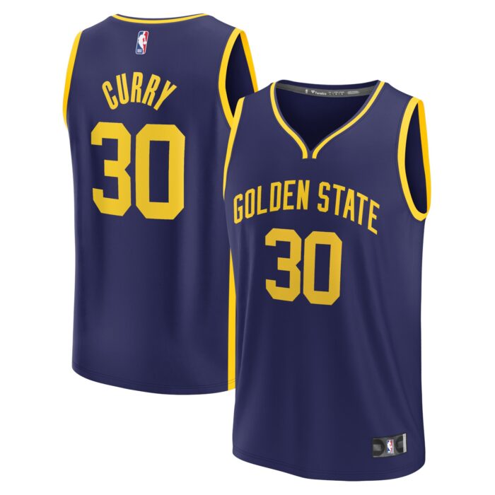 Youth Golden State Warriors Fanatics Navy Fast Break Replica Player Jersey – Statement Edition