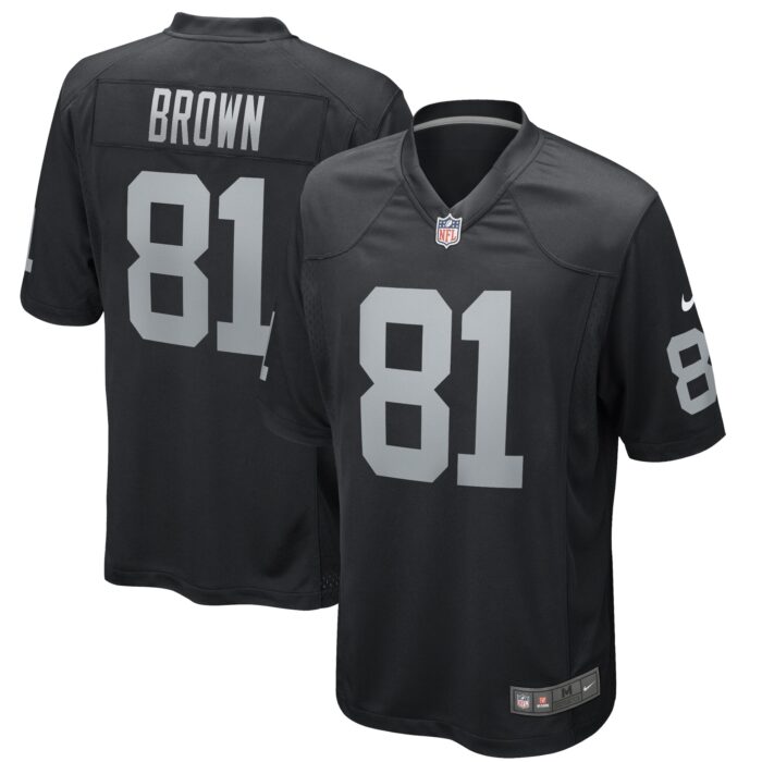 Men’s Las Vegas Raiders Tim Brown Nike Black Game Retired Player Jersey