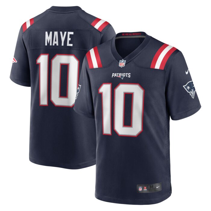 Men’s New England Patriots Drake Maye Nike Navy 2024 NFL Draft First Round Pick Player Game Jersey
