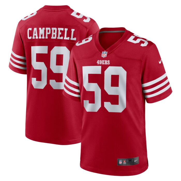 Men’s San Francisco 49ers De’Vondre Campbell Nike Scarlet Team Game Jersey
