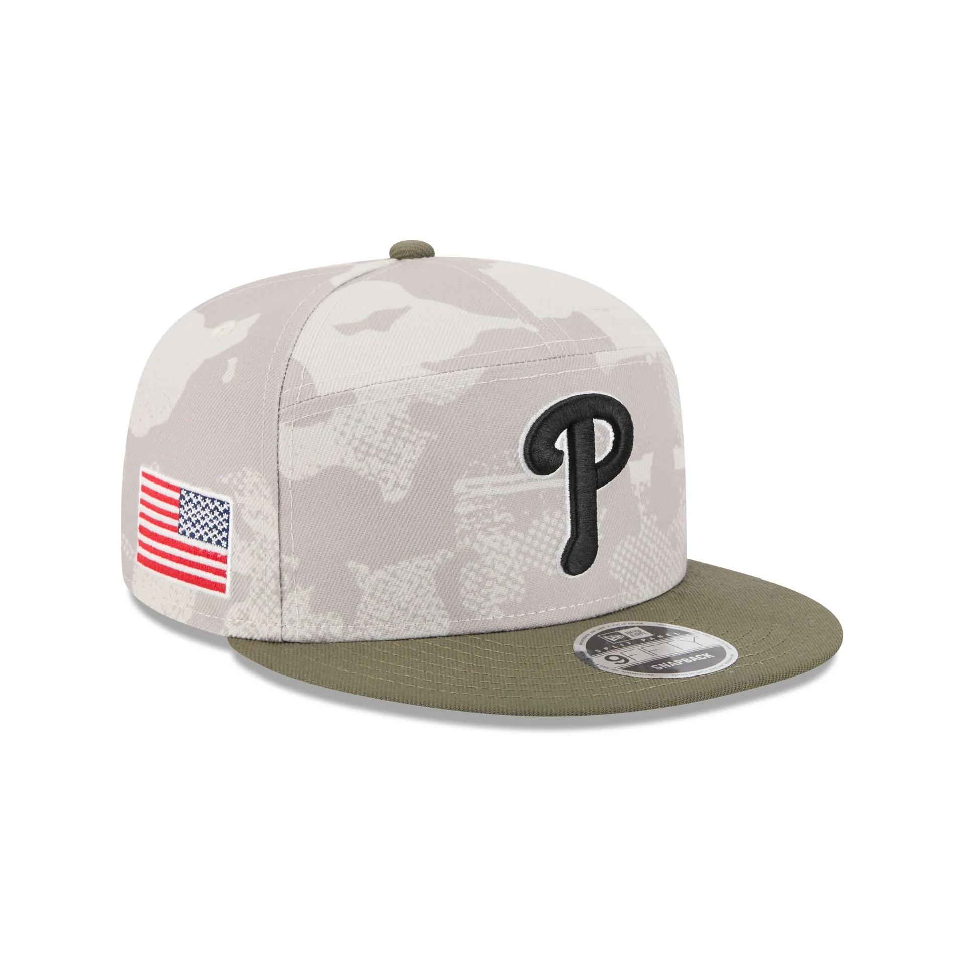 Philadelphia Phillies Armed Forces Day 2025 Split Panel 9FIFTY Snapback Hat