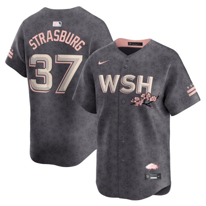 Men’s Washington Nationals Stephen Strasburg Nike Charcoal City Connect Limited Player Jersey